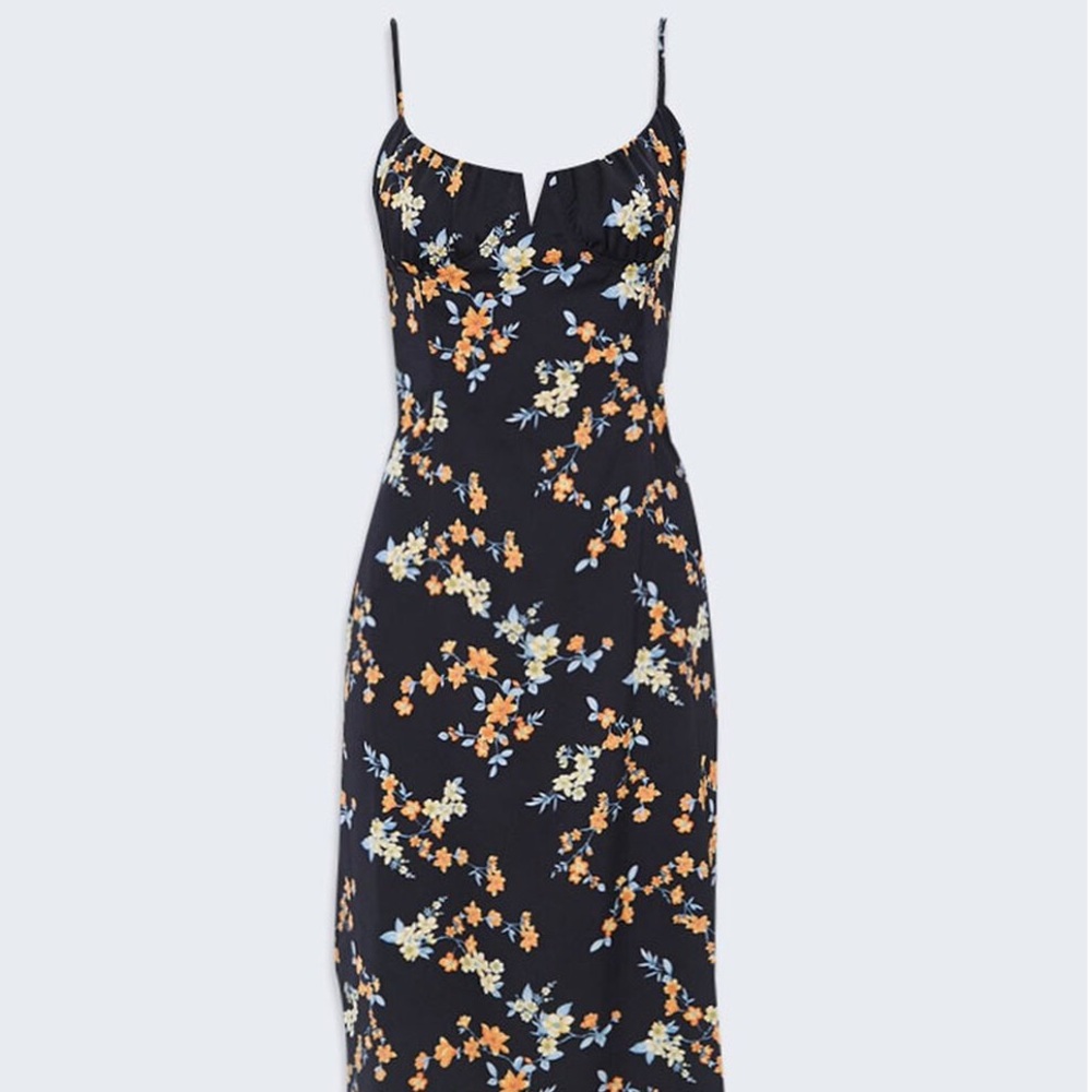 Floral Satin Midi Dress
